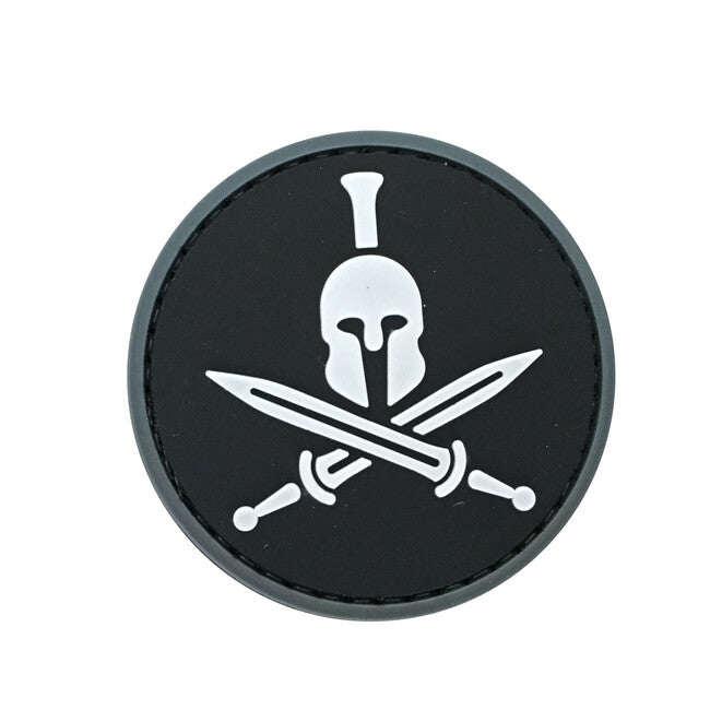 WARAGOD 3D Кръгла Spartan Molon Labe нашивка 6cm, черна