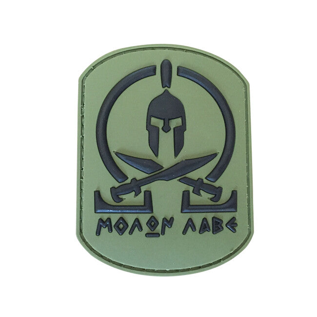 WARAGOD 3D Spartan Molon Labe нашивка 7x5.3cm, маслинена