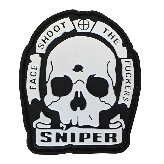WARAGOD Face Shoot The Fuckers нашивка PVC нашивка черна и бяла