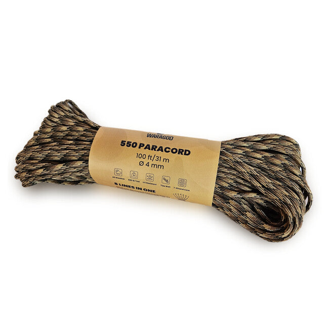 WARAGOD Paracord 550 въже с диаметър 4 mm, койотово кафяв, 31 m
