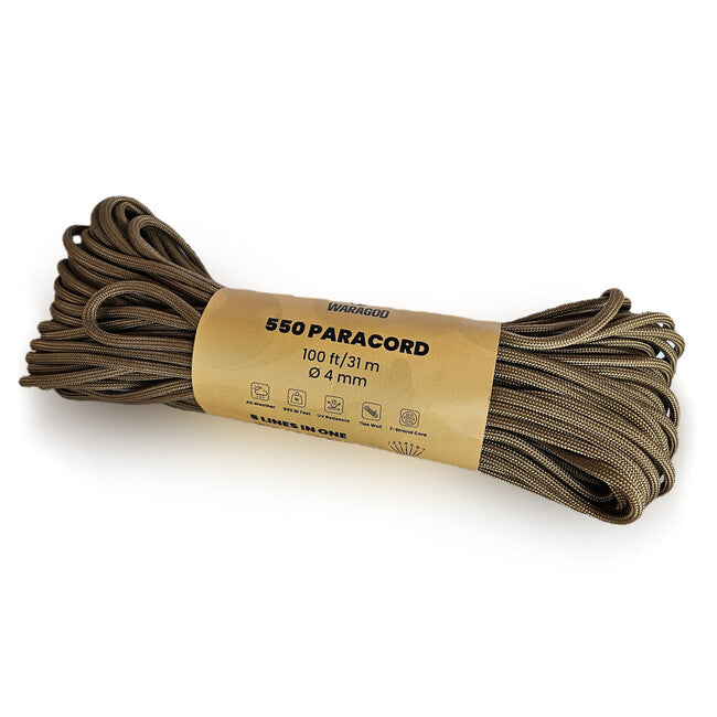 WARAGOD паракорд 550 въже с диаметър 4 mm, койот, 31 m