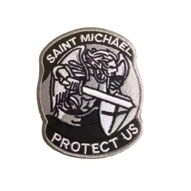 WARAGOD Saint Michael Protect Us вышивана нашивка, сива