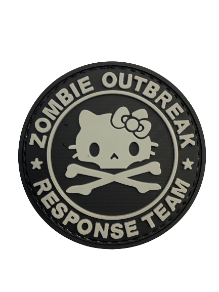 WARAGOD Zombie Outbreak Kitty PVC нашивка, черна и сива