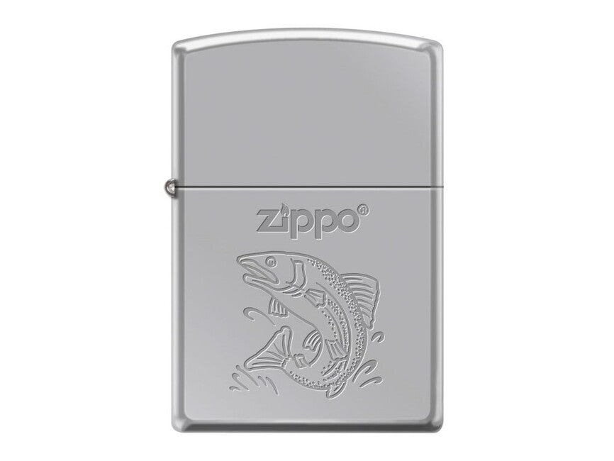 Zippo запалка с бензин с мотив Fish, хром