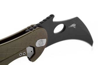 Нож тип KARAMBIT на Lionsteel, разработен в сътрудничество с Emerson Design. L.E. ONE 1 A GB Зелено/химическо черно