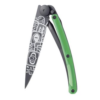 Deejo затварящ нож Street collection черен зелен Peace