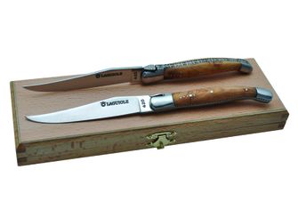 Комплект ножове за пържоли Laguiole DUB127 с дръжка от дърво от хвойна