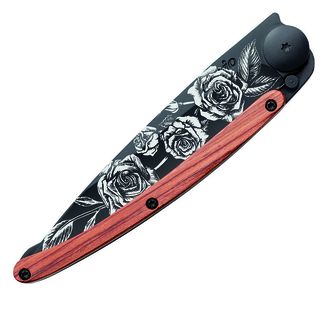 Нож за затваряне Deejo Черна татуировка рози от коралово дърво