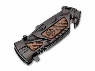 Тактически нож Böker Plus AK-14 9,3 cm, черен, алуминий, дърво, найлонова обвивка