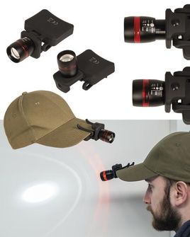 MIL-TEC LED CEE челник с щипка за прикрепване към шапка с козирка, черен