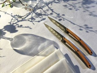 Deejo комплект от 6 ножа за пържоли с титаниево покритие дизайн от маслиново дърво Art Déco