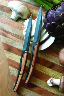 Deejo комплект от 6 ножа за пържоли титаниево острие повърхност маслиново дърво