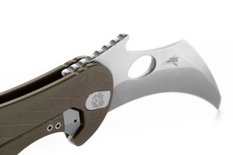 Нож тип KARAMBIT на Lionsteel, разработен в сътрудничество с Emerson Design. L.E. ONE 1 A GS Зелен/измит камък