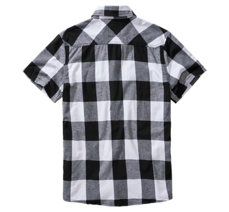 Брандирана карирана риза с къс ръкав, бяло/черно