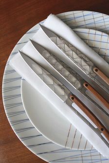 Deejo комплект от 6 ножа за пържоли с титаниево покритие дизайн от маслиново дърво Art Déco