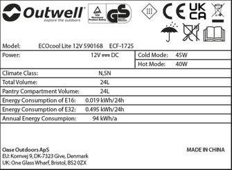 Outwell Kempingový хладилен бокс ECOcool Lite 24 12V, тъмносин