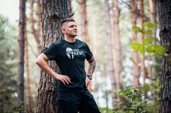 DRAGOWA Тениска с къс ръкав Spartan Army, черна, 160 г/м2