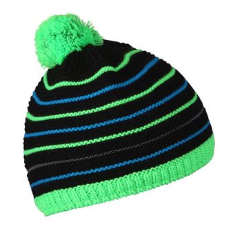 Детска шапка Husky 34, черна/неоново зелена