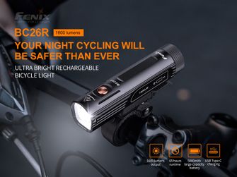 Комплект от велосипедна лампа Fenix BC26R и мигач BC05R V2.0