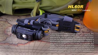 Мощен фар Fenix HL60R - черен