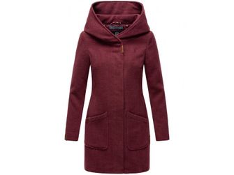 Marikoo MAIKOO Женско зимно палто с качулка, тъмночервено