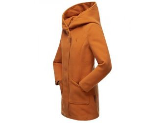 Marikoo MAIKOO Женско зимно палто с качулка, ръждива канела