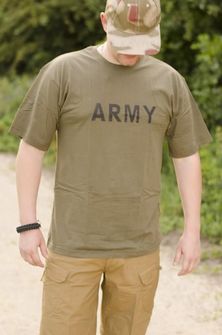 MFH Тениска с надпис Army, маслиненозелена, 160 г/м2