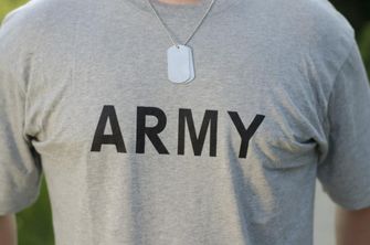 MFH Тениска с надпис Army, сива, 160 г/м2