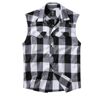 Брандит Карирана риза без ръкави, бяло черно