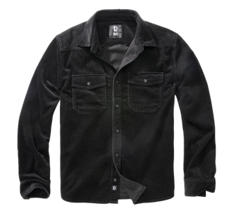 Брандирана велурена риза Classic с дълъг ръкав, черна