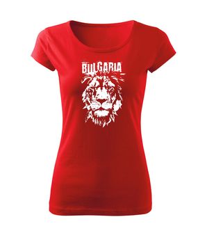 DRAGOWA дамска тениска с къс ръкав български лъв, червена