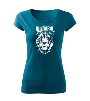 DRAGOWA дамска тениска с къс ръкав български лъв, petrol blue