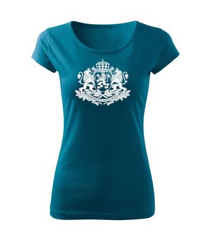 DRAGOWA дамска тениска с къс ръкав Герб на България, petrol blue