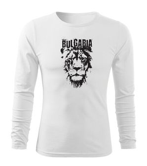 DRAGOWA FIT-T Тениска с дълъг ръкав български лъв, бяла