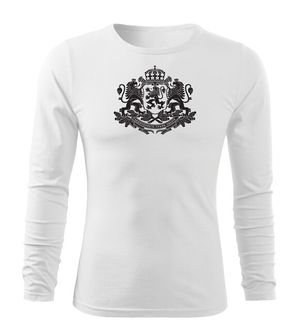 DRAGOWA FIT-T Тениска с дълъг ръкав Герб на България, бяла