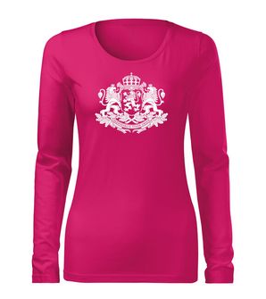 DRAGOWA Slim дамска тениска с дълъг ръкав Герб на България, розов
