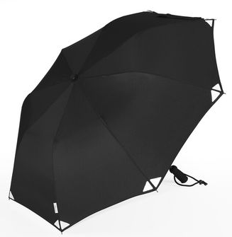 EuroSchirm teleScope handsfree UV Телескопичен чадър за трекинг с приставка за раница, черен, отразяващ