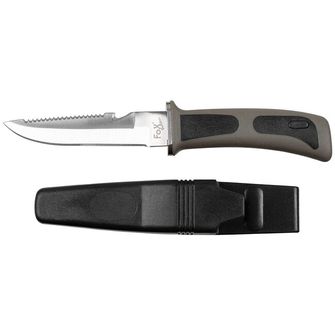 Fox Outdoor Нож за гмуркане, черен, с гумена дръжка, с калъф