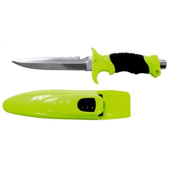 Нож за гмуркане Fox Outdoor Profi, неоново жълто-черен, с калъф