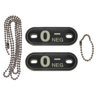 MFH Dog-Tags военен медальон, 0 NEG, 3 PVC, черен
