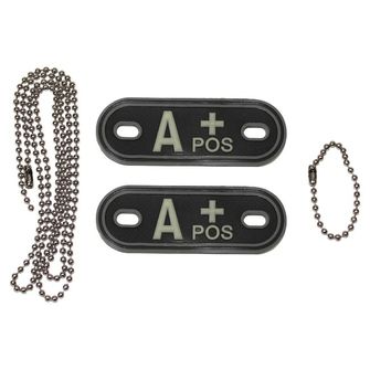 MFH Dog-Tags военен медальон, A POS, 3 PVC, черен