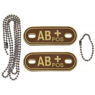 MFH Dog-Tags военен медальон, AB POS, 3 PVC, кафяв
