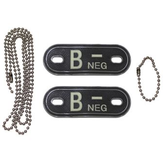 MFH Dog-Tags военен медальон, B NEG, 3 PVC, черен
