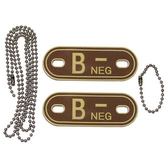 MFH Dog-Tags военен медальон, B NEG, 3 PVC, кафяв