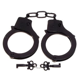 MFH Полицейски белезници с два ключа черни
