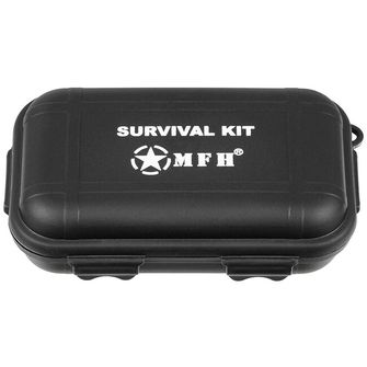 MFH Комплект за оцеляване, малък, 22 части, черен