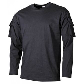 MFH Тениска с дълъг ръкав и велкро джобове на ръкавите, US черно, 170 г/м2
