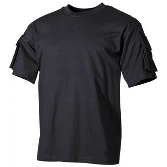 MFH Тениска с къс ръкав и велкро джобове на ръкавите, US черно, 170 г/м2