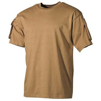MFH Тениска с къс ръкав и велкро джобове на ръкавите, US Coyote, 170 г/м2