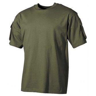 MFH Тениска с къс ръкав и велкро джобове на ръкавите, US маслиненозеленао, 170 г/м2